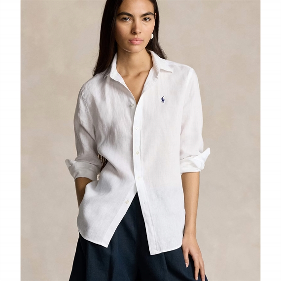 Polo Ralph Lauren Classic Fit Linen Skjorte, Hvid